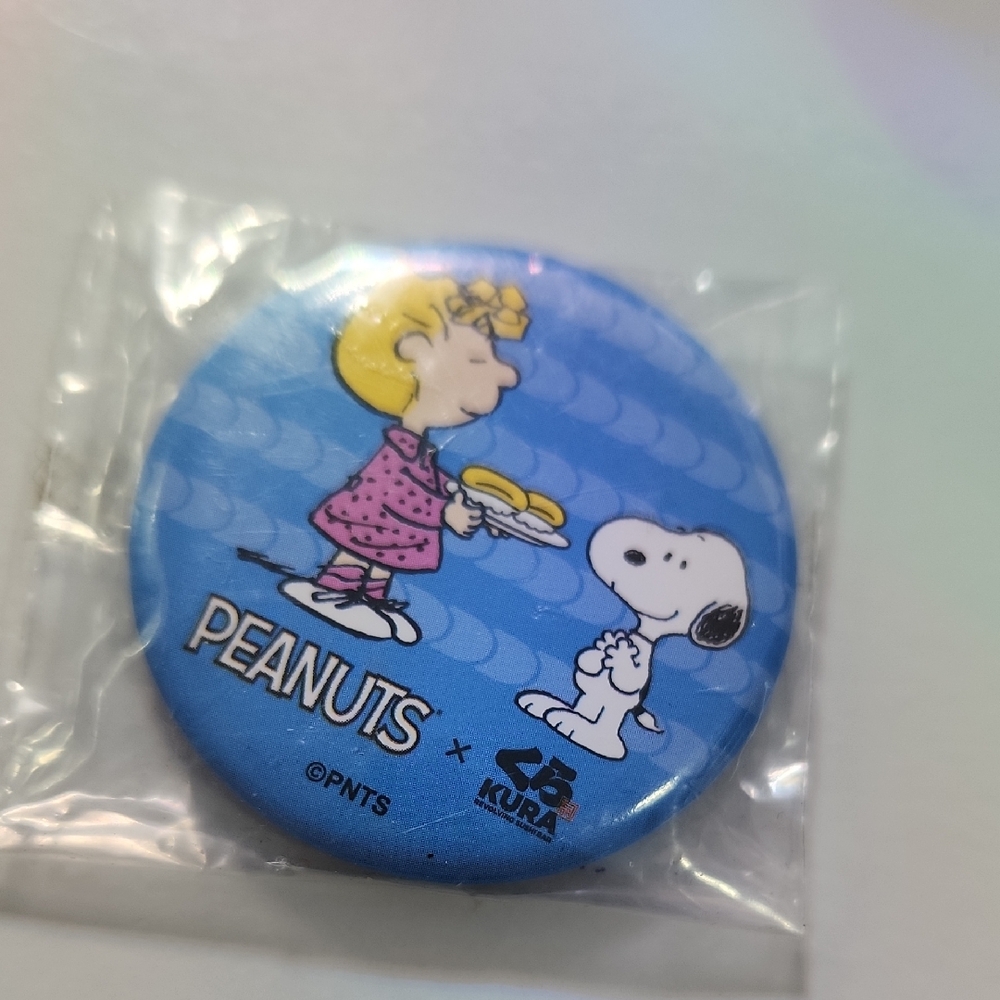 Peanuts Snoopy x Kura Blue Cartoon Button